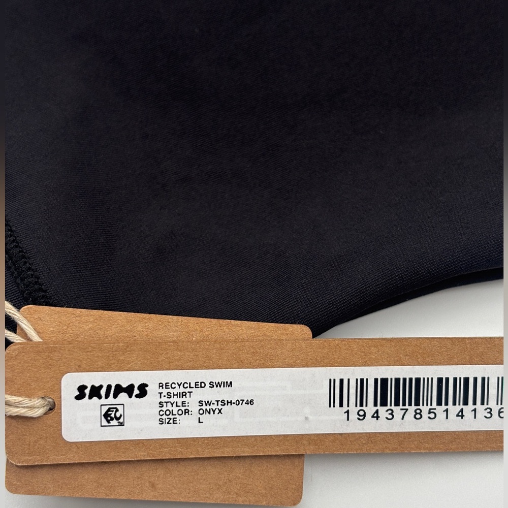 Skims swim crop top black T-SHIRT SW-TSH-0746 ONYX L Fitted Short Sleeve Top - Picture 3 of 11